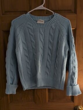 Callahan Sky Blue Cable Crewneck Sweater